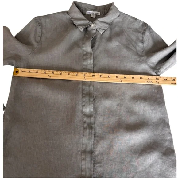 James Perse Linen Long Sleeves Button-Up Mini-Shirt Dress Sz 1 (S} - Picture 5 of 10